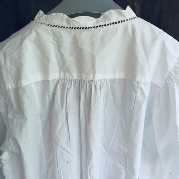 Free People Louella Embroidered Blouse Top Shirt Puff Sleev White Ivory Cotton L - Picture 17 of 17